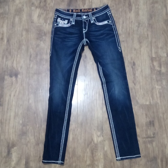 Rock Revival NWOT Women's 26 Tricia Skinny Embellished Embroidered - Picture 4 of 7